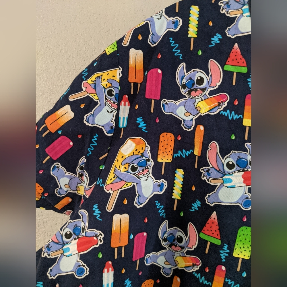 Disney Lilo Stitch Scrub Top Medical Office Uniform Patriotic Costume Cute - Picture 2 of 9